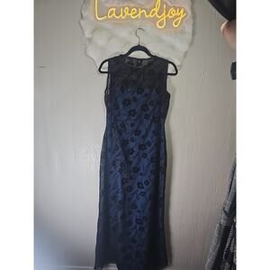 Rimini By Shaw Velvet Sleeveless Gown Dress Womens 10 Black Blue Formal Prom